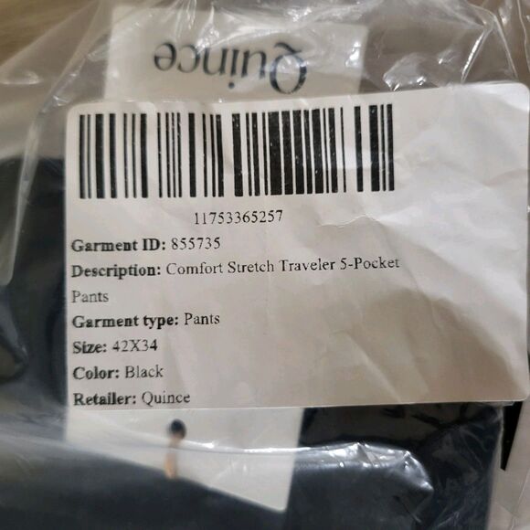 NWT Quince Mens Comfort Stretch Traveler 5-Pocket Pants - Casual Black 35X34 - Picture 11 of 14